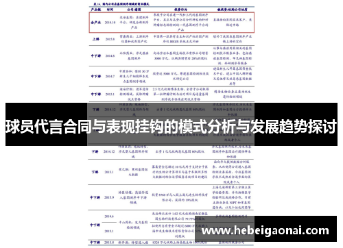 球员代言合同与表现挂钩的模式分析与发展趋势探讨